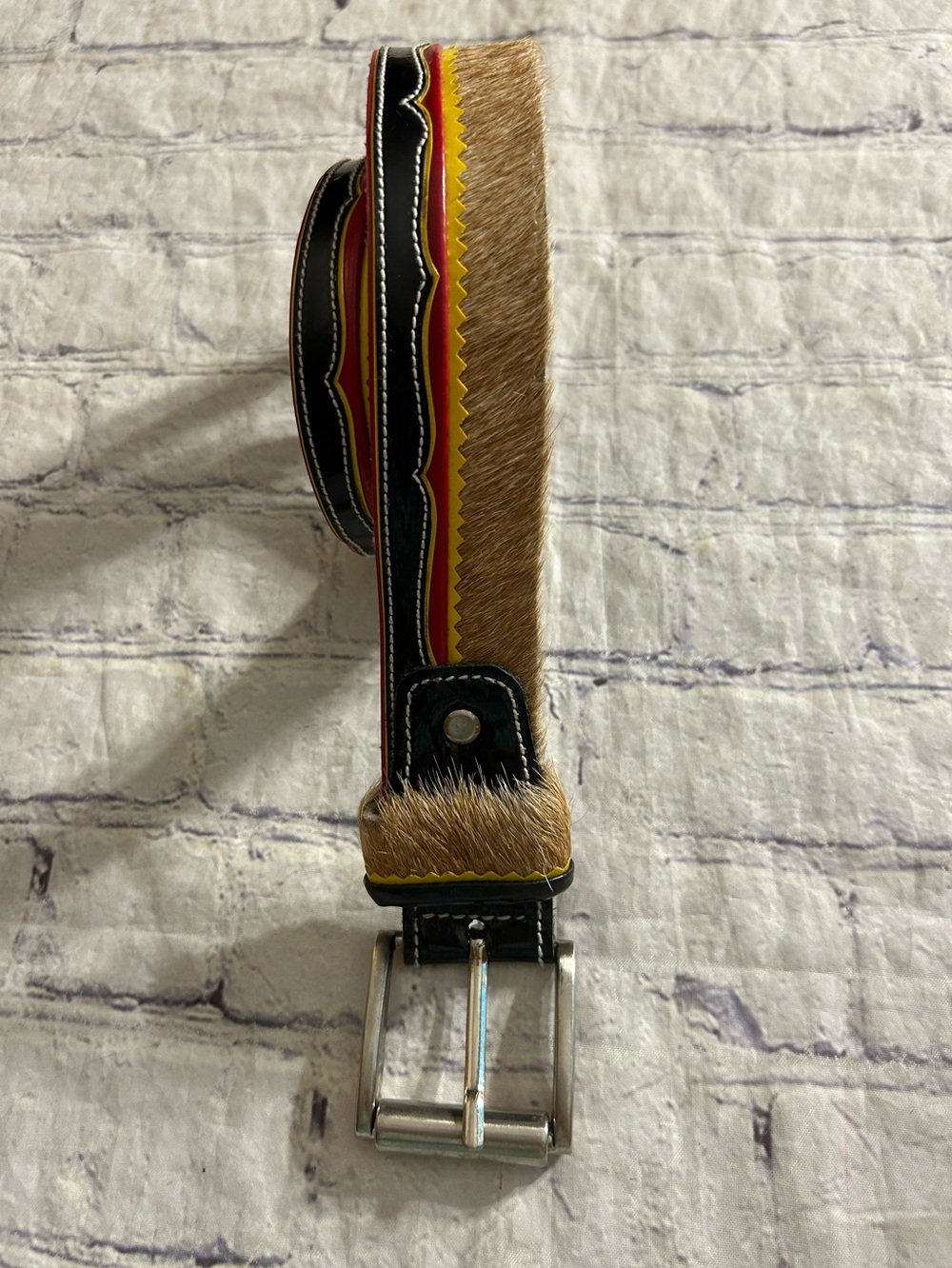 CARRIEL HANDMADE WESTERN COWHIDE HAIR & MULTI VIBRANT COLORS LEATHER UNISEX BELT